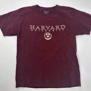 Champion Harvard Shirt Medium Maroon College Crest Tee T Shirt Campus Logo Ivy